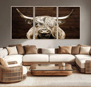 Highland Cow Wall Art Canvas Print, Rustic Farmhouse Decor,