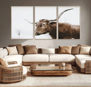 Rustic Bull Wall Art Canvas Print – Modern Longhorn