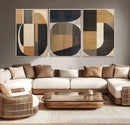 Modern Brown Wabi Sabi Wall Art Canvas Print Set – Framed