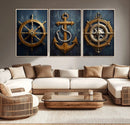 Boat Anchor Compass With Rope Wall Art Canvas Print | Beach by MyGreatCanvas | Canvas Wall Art Prints | Photo Prints & Wall Decor