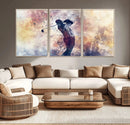Abstract Watercolor Golf Player Wall Art Canvas Print