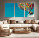 Carl Fredricksen, Up Movie Wall Art, Colorful Balloon House