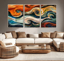 Abstract Wave Wall Art | Ready to Hang Framed Canvas Print |