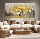 Golden Tree Canvas Print | Abstract Wall Art for Modern