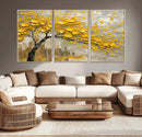 Yellow Blossom Tree Canvas Wall Art - Floral Abstract Modern