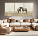Chines Style Grunge Horses Wall Art Canvas Print
