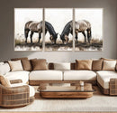 Chines Ink Style Horses Wall Art Canvas Print