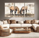 Vintage Horses Wall Art | Ready to Hang and Framed Triptych by MyGreatCanvas | Canvas Wall Art Prints | Photo Prints & Wall Decor