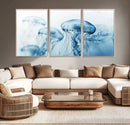 Blue Jellyfish Wall Art Canvas Print
