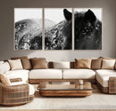 Black Horse in Snow Canvas Print | Winter Horse Wall Art |