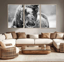 Black and White Horse Winter Wall Art | Ready to Hang and