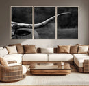 Cow Longhorn Wall Art | Black and White Print | Ready to by MyGreatCanvas | Canvas Wall Art Prints | Photo Prints & Wall Decor