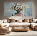 Golden Petal Wall Art - Petal Silhouette Woman Wall Art by MyGreatCanvas | Canvas Wall Art Prints | Photo Prints & Wall Decor