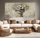 Abstract Floral Women Patel Wall Art Canvas Print