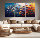 Vibrant Abstract Fish Swarm Art – Colorful Fish Inspired