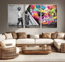 Banksy Print - Street Art Canvas Wall Art - Kids Revealing