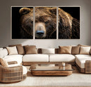 Grizzly Brown Bear Canvas Wall Art, Wildlife Animal Canvas