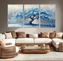 Abstract Blue Tree Art Canvas Print, Majestic Tree Wall Art