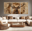 Wood Abstract Deer Wall Art | Rustic Wildlife Canvas Print |
