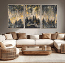 Golden Forest Abstract Wall Art | Dark Forest with Gold