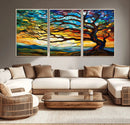Vibrant Mosaic Tree of Life Wall Art | Stained Glass Style