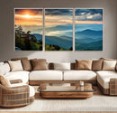 Sunrise Over Mountain Range Wall Art Canvas Print, Farmhouse