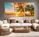 Tropical Sunset Beach Canvas Wall Art Print – Vibrant Palm by MyGreatCanvas | Canvas Wall Art Prints | Photo Prints & Wall Decor
