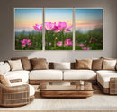 Pink Flower on the Mountain Canvas Print, Framed Pink Flower