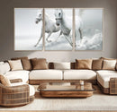 Large Wall Art Canvas Print – Beautiful Running White Horses