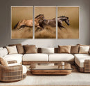 Large Wall Art Canvas Print – Two Running Brown Horses