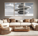 Still Life Black and White Zen Stones Wall Art Canvas,