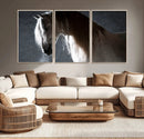 Large Wall Art Cream Colored Horse on Grey Background Canvas