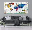 World Map Canvas Print – Detailed Map of the World Wall Art