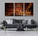 Whiskey and Cigar Wall Art Canvas | 3 Panel Bar Room Decor by MyGreatCanvas | Canvas Wall Art Prints | Photo Prints & Wall Decor