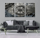 Ship Steering Wheel Vintage Wall Art Canvas Print