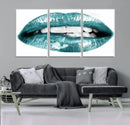 Blue Lips Wall Art Canvas Print
