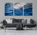 Navy Blue Canvas Art Abstract Print – Elegant Triptych