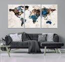 World Map Canvas Print – Framed Travel Map Wall Art for by MyGreatCanvas | Canvas Wall Art Prints | Photo Prints & Wall Decor