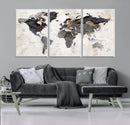 Abstract Map Printing - Modern World Map Canvas Wall Art for