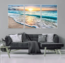 Sunset Beach Waves Canvas Wall Art – 5-Panel Ocean Sunset by MyGreatCanvas | Canvas Wall Art Prints | Photo Prints & Wall Decor