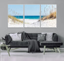 Serene Coastal Dune Path with Ocean View, 3-Panel Beach