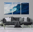 Ocean Wave at Sunset Canvas Art, Large Wall Print of Vibrant