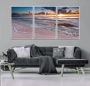 Sea Ocean Sunset Beach Wall Art Canvas Print