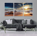 Golden Hour Beach Sunset Canvas Triptych, Ocean Waves and by MyGreatCanvas | Canvas Wall Art Prints | Photo Prints & Wall Decor