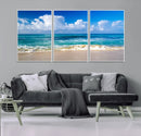 Tropical Beach 3-Panel Canvas Wall Art – Serene Ocean Waves