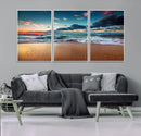 Sunset Ocean Beach Wall Art – Giclee Canvas Print, Coastal