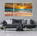 Golden Sunset Beach Canvas Wall Art – Triptych Seascape by MyGreatCanvas | Canvas Wall Art Prints | Photo Prints & Wall Decor