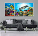 Aquatic Life Sea Turtles Fish Wall Art Canvas Print