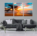 Palm Tree Sunset On The Beach Wall Art Canvas, Framed Palm by MyGreatCanvas | Canvas Wall Art Prints | Photo Prints & Wall Decor