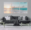 Tranquil Ocean Beach Sunset Canvas Wall Art | 3-Panel by MyGreatCanvas | Canvas Wall Art Prints | Photo Prints & Wall Decor